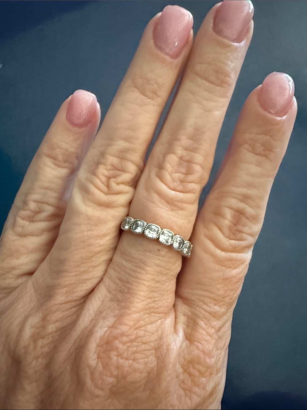 Silver Pandora Alluring Cubic Zirconia Eternity Band  sz 56 / 7.5